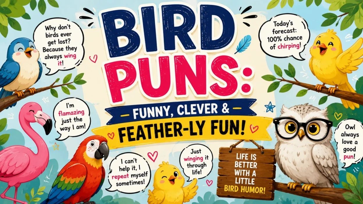 Bird puns with funny and clever cartoon birds