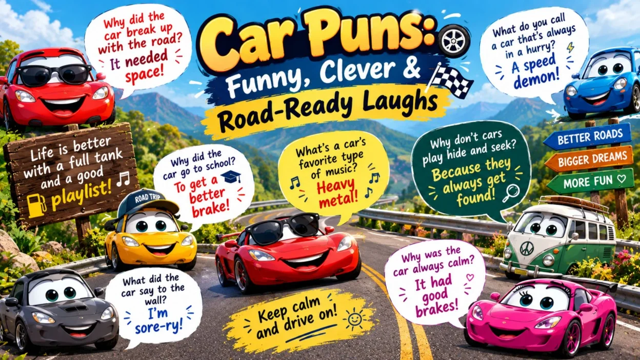 Funny car puns and jokes for getting a new car 🚗😂