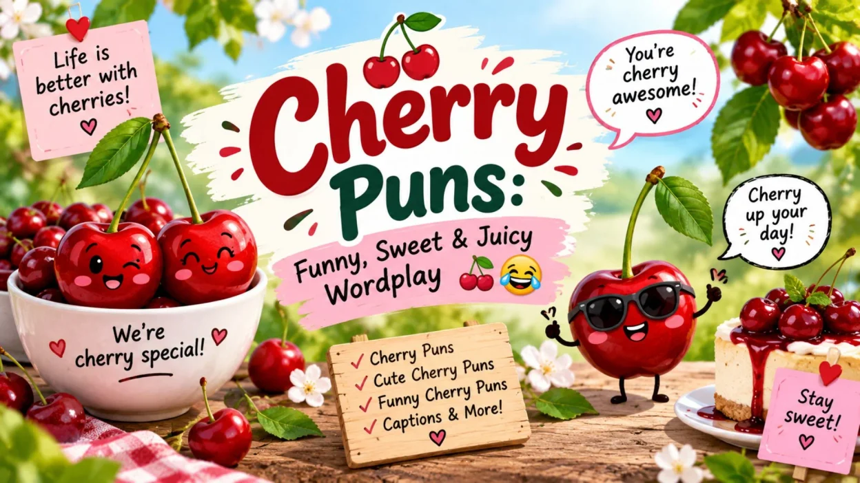 Cherry puns with funny, sweet, and juicy wordplay 🍒😂