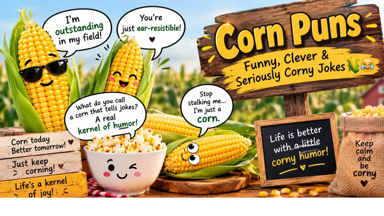 Corn puns featuring funny, clever, cute, and corny jokes
