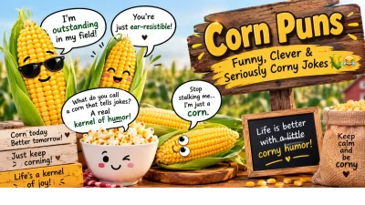 Corn puns featuring funny, clever, cute, and corny jokes