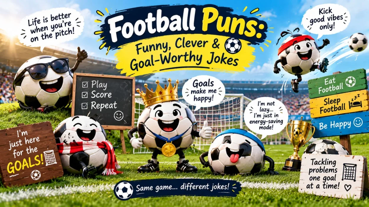 Funny football puns, jokes, and clever soccer wordplay ⚽😂