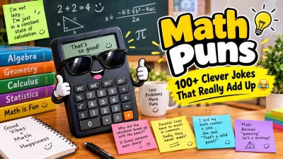 Math Puns featuring 100+ clever jokes, funny one-liners, and witty math wordplay 😂