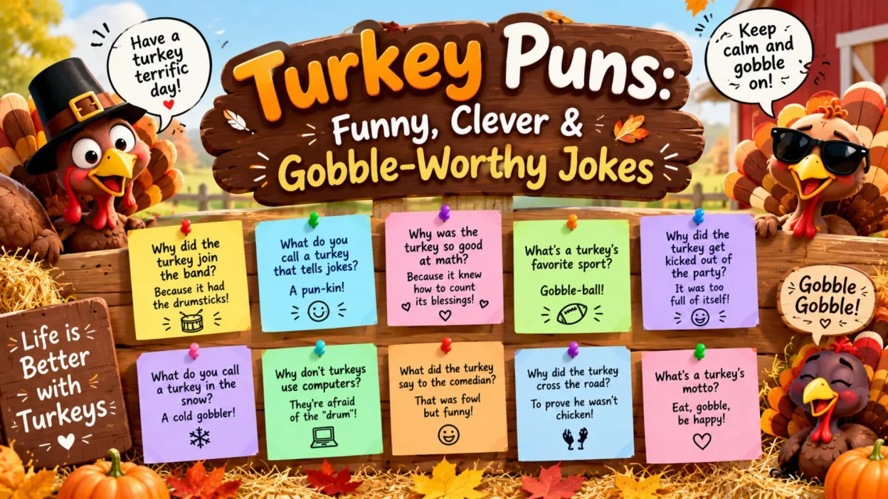 Turkey Puns: Funny, Clever & Gobble-Worthy Jokes 🦃😂