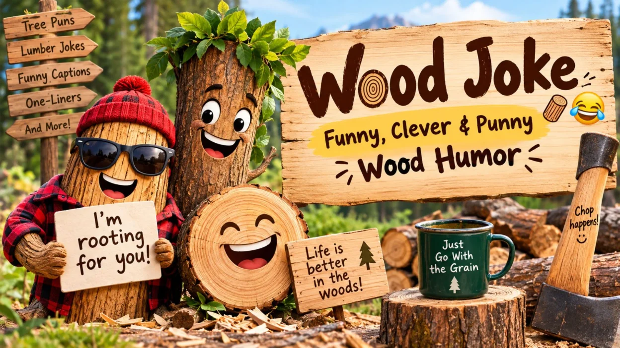 Funny wood joke with tree, lumber, and woodworking humor 🪵😂