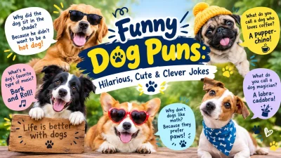 Funny Dog Puns 🐶 Hilarious, Cute & Clever Jokes