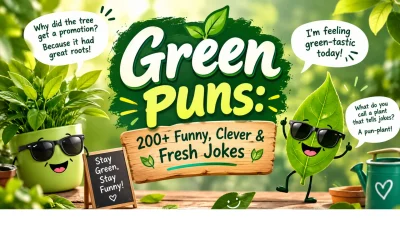 Green puns with funny, clever, and fresh jokes for laughs 🌿😂