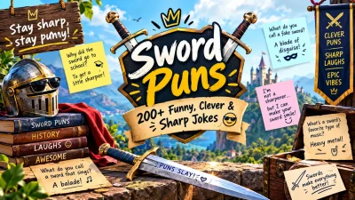 Sword puns with funny, clever, sharp jokes and fantasy wordplay ⚔️😂