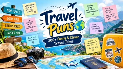 Travel puns with funny, clever and hilarious jokes for vacations and adventures ✈️🌍😂